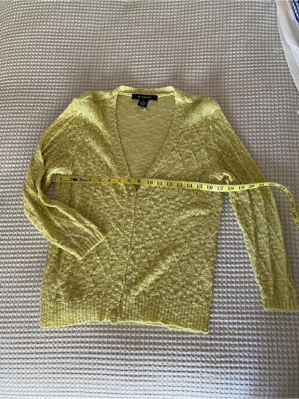 89th & Madison Lemon Yellow V-Neck Button Cardigan
